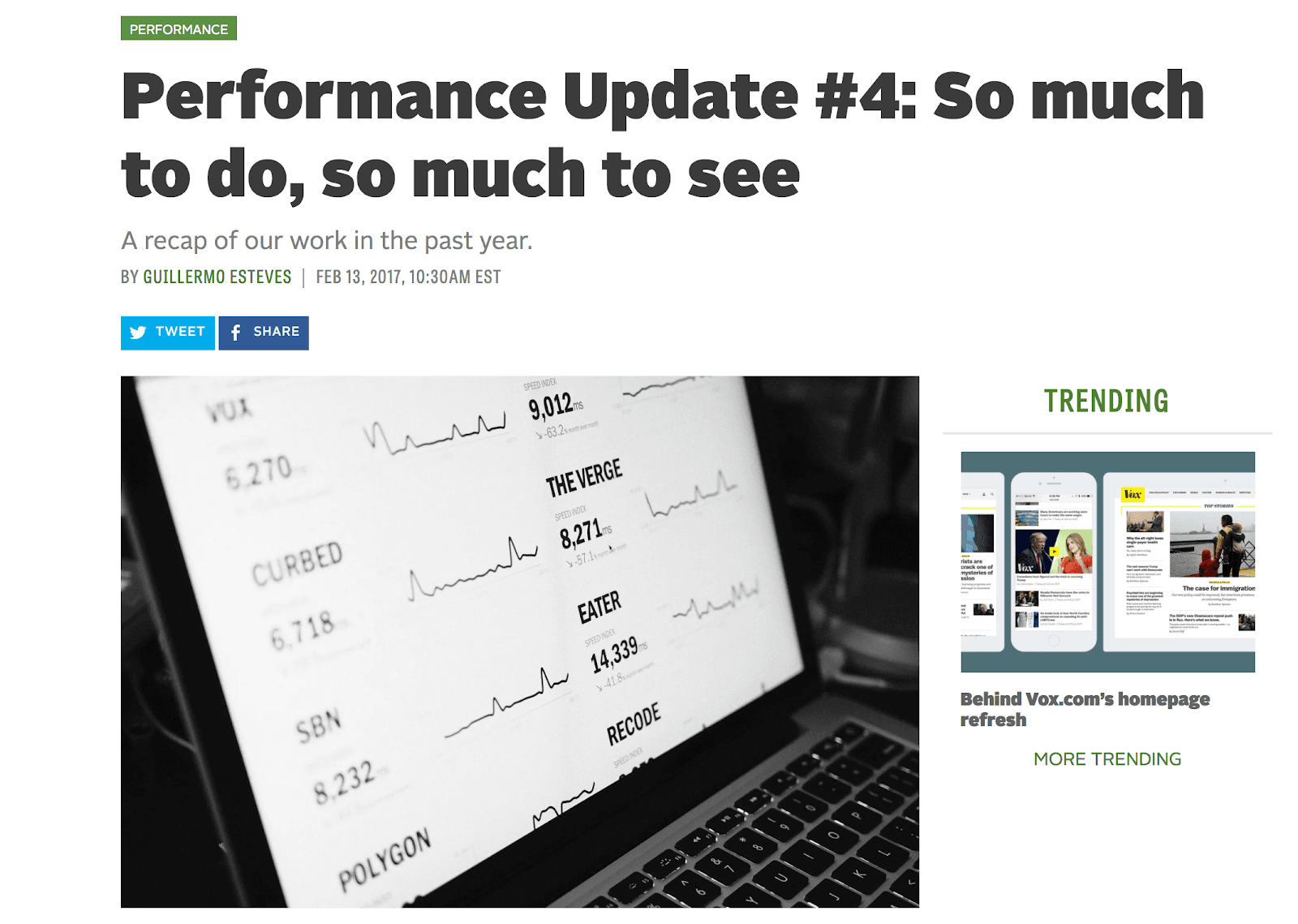 One of Vox Media's posts where they gave an update on their efforts